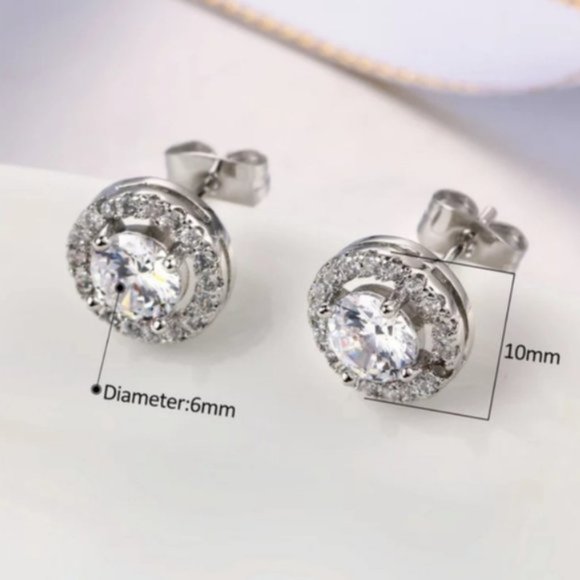 925 S Lab Diamond Earrings - Picture 7 of 10